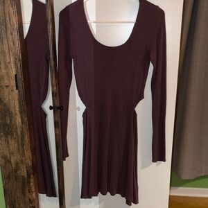 Elegant Long Sleeve Purple Dress